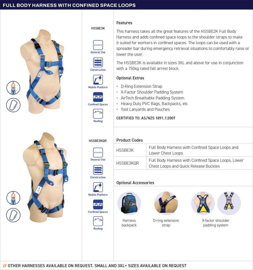 Full Body Harness with Confined Space Loops, Lower Chest Loops and