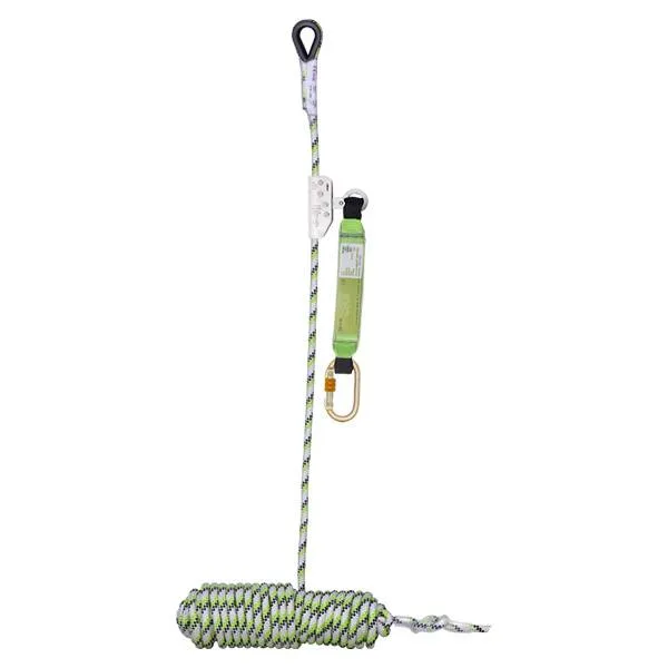 Guided Fall arrestor with energy absorbing block