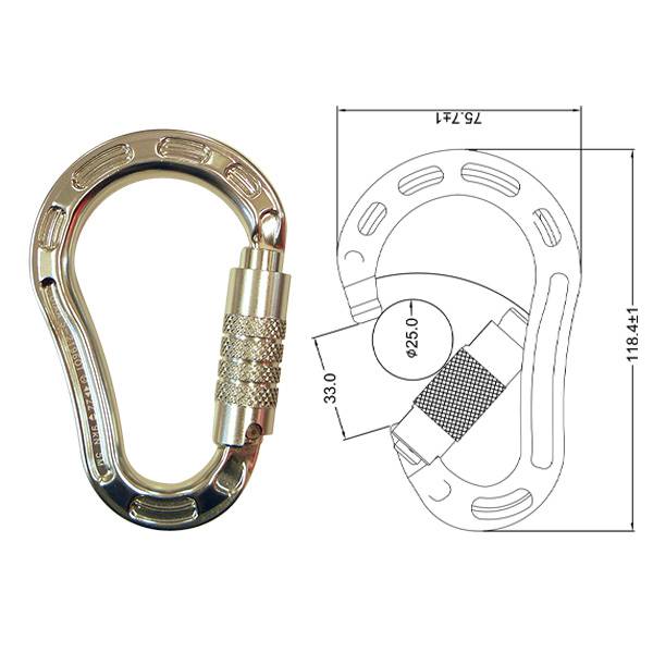 Carabiner Alloy Triple Locking with Side Swing Chain & Rigging Supplies