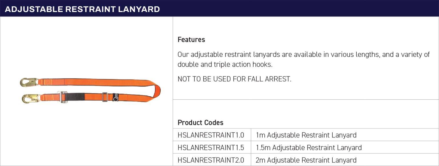 Adjustable Restraint Lanyard Chain & Rigging Supplies