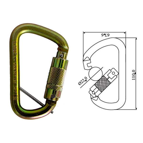 Offset Carabiner Steel, Triple Locking with Captive Eye Pin 30kN Chain & Rigging Supplies